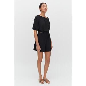 Cuyana Size XS Gathered Front‎ Jumpsuit Romper Cotton Side Cutout
